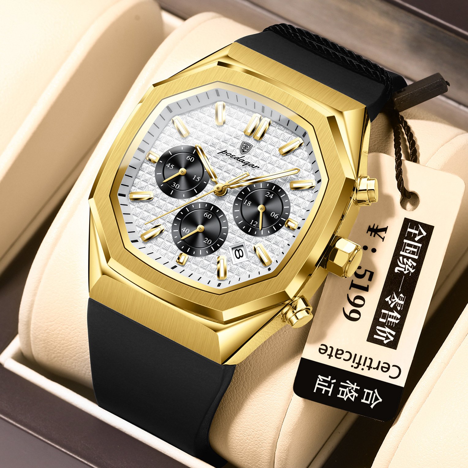 Multifunctional Six-pin Calendar Men's Watch Large Dial - Imagem 9