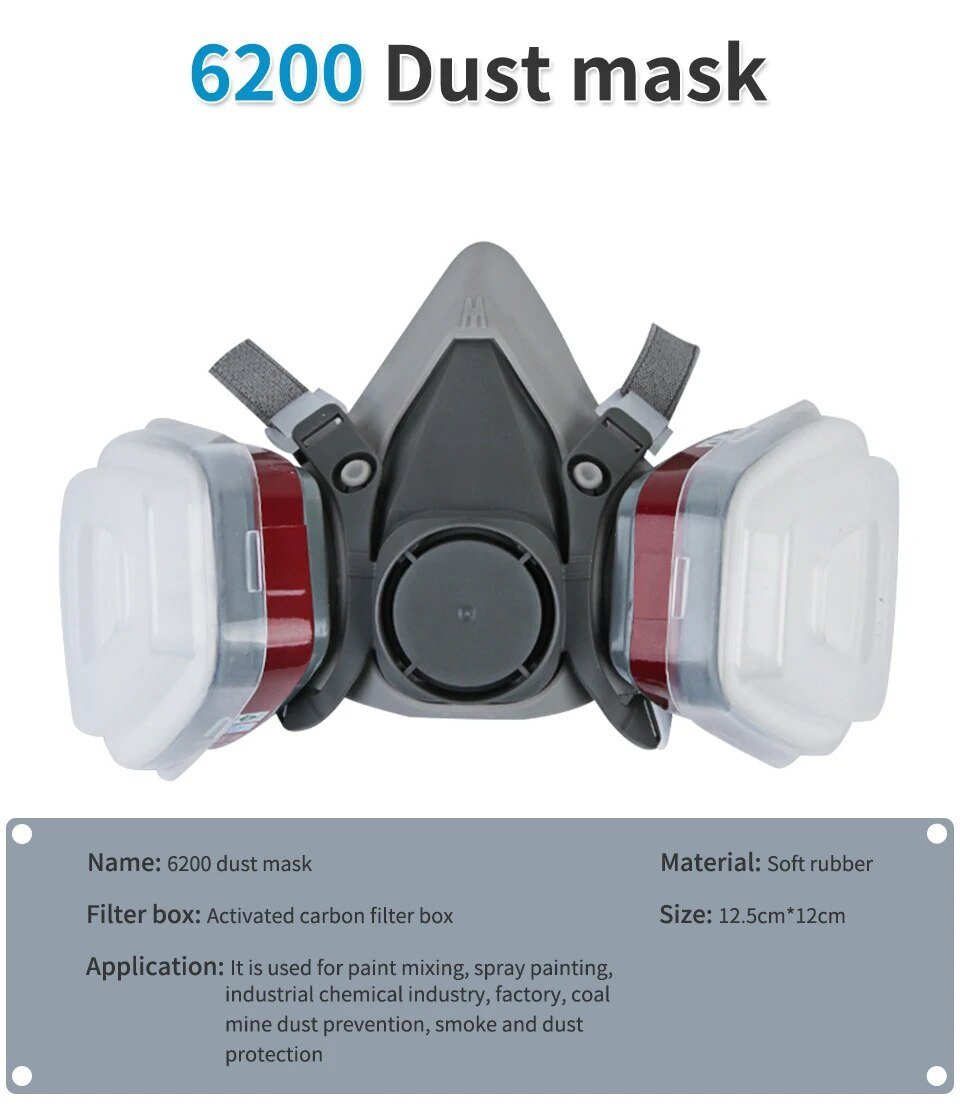 Original 6200 Reusable Respirator Half Face Cover Gas Mask With Fog-proof Glasses For Painting Spray Polishing Work Safety Smoke - Imagem 6