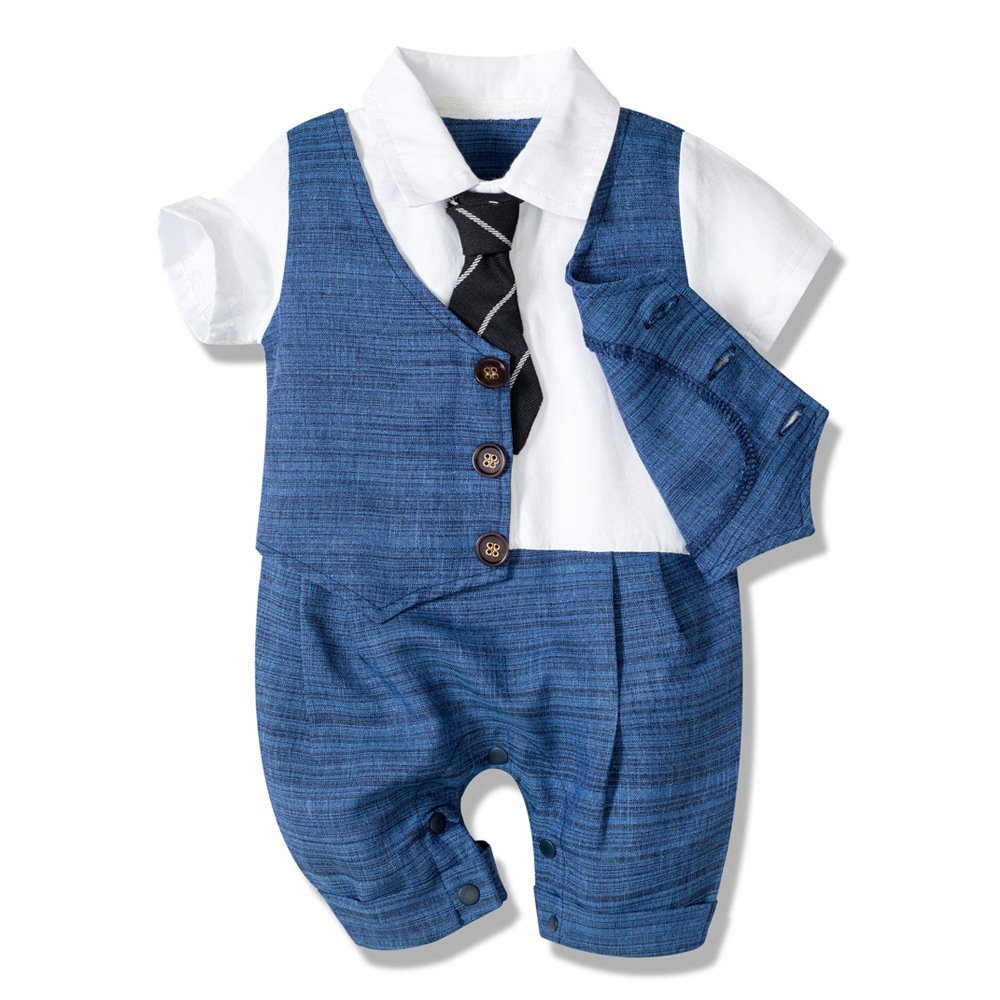 Summer New Baby Boy Jumpsuit Boys Gentleman Baby Children's Clothing - Imagem 5