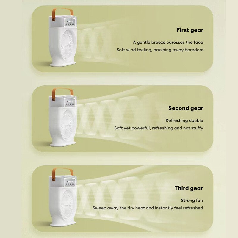 Portable USB Air Conditioner Cooling Fan With 5 Sprays 7 Color Light 600ML Water Tank Spray Mist Air Cooler Humidifiers - Imagem 4