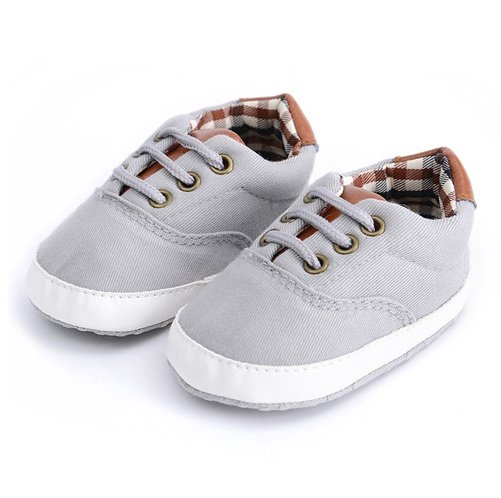 Solid color casual lace soft bottom baby canvas shoes baby shoes toddler shoes - Imagem 2