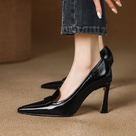 Pointed-toe Authentic Leather Pumps Women's Stiletto Heels - Imagem 4