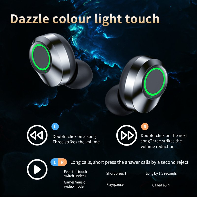 YD03 Wireless Bluetooth-compatible Headset TWS Large Screen Smart Digital Display In Ear Breathing Light - Imagem 3