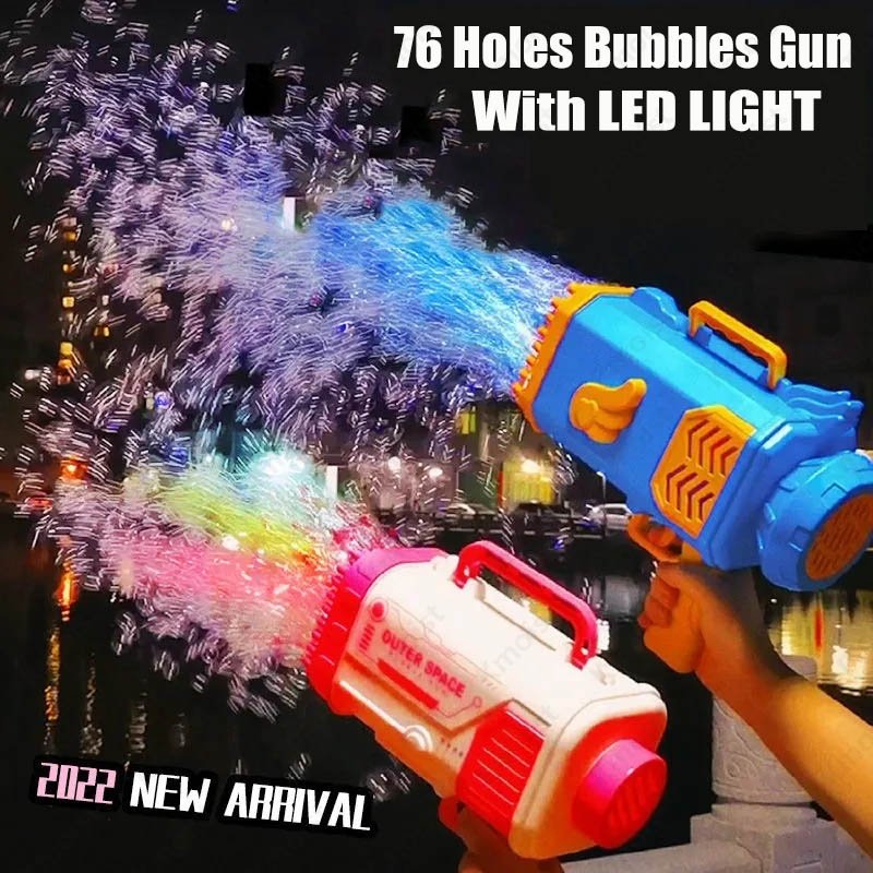 Bubble Gun Rocket 69 Holes Soap Bubbles Machine Gun Shape Automatic Blower With Light Toys For Kids Pomperos - Imagem 8