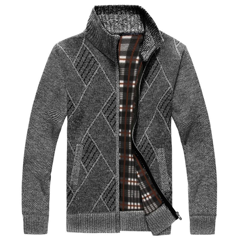 Fashion Men's Sweater Stand Collar Zipper Cardigan Outerwear - Imagem 8