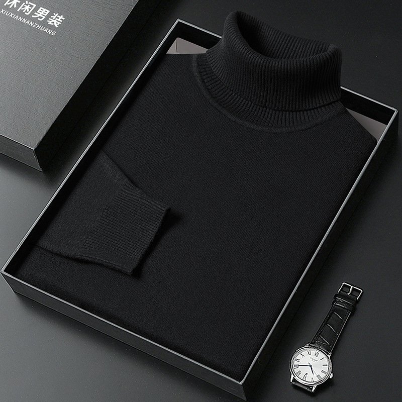 Men's Sweater Turtleneck Winter Solid Color Bottoming Sweater - Imagem 10