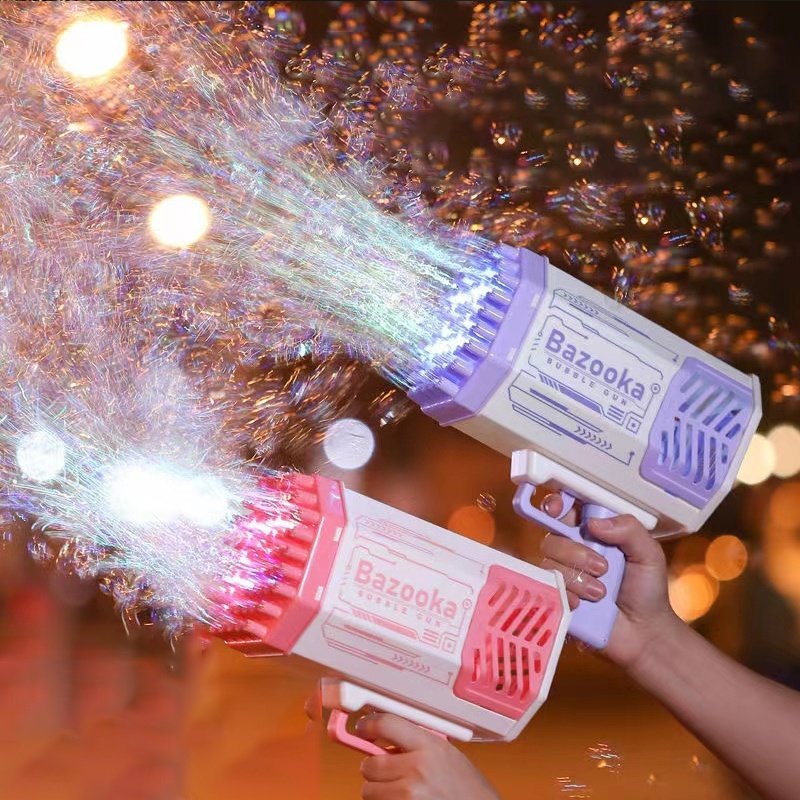 Bubble Gun Rocket 69 Holes Soap Bubbles Machine Gun Shape Automatic Blower With Light Toys For Kids Pomperos - Imagem 2