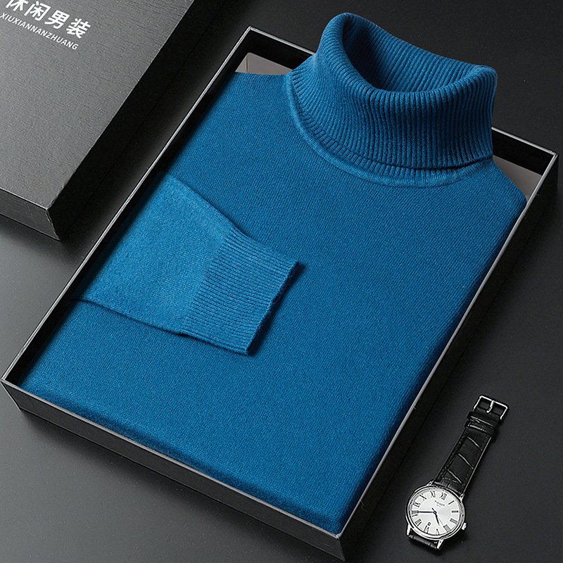 Men's Sweater Turtleneck Winter Solid Color Bottoming Sweater - Imagem 2