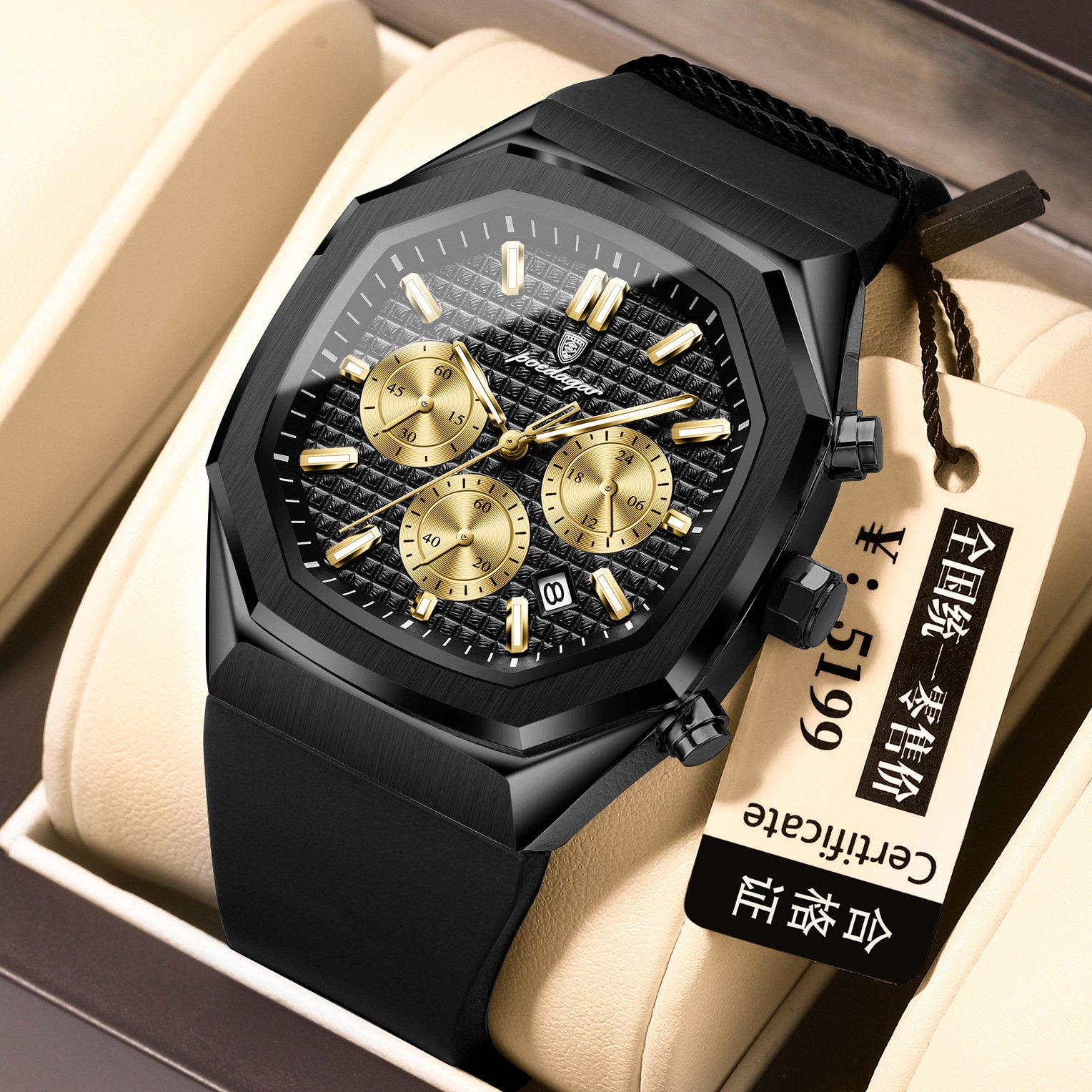 Multifunctional Six-pin Calendar Men's Watch Large Dial - Imagem 10