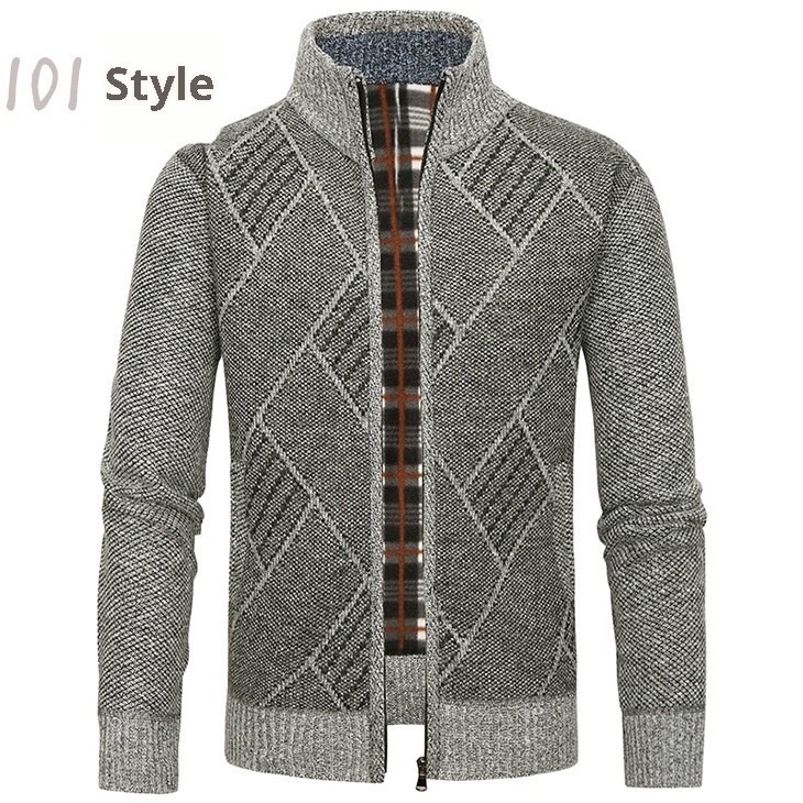 Fashion Men's Sweater Stand Collar Zipper Cardigan Outerwear - Imagem 4
