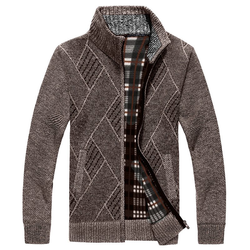 Fashion Men's Sweater Stand Collar Zipper Cardigan Outerwear - Imagem 7