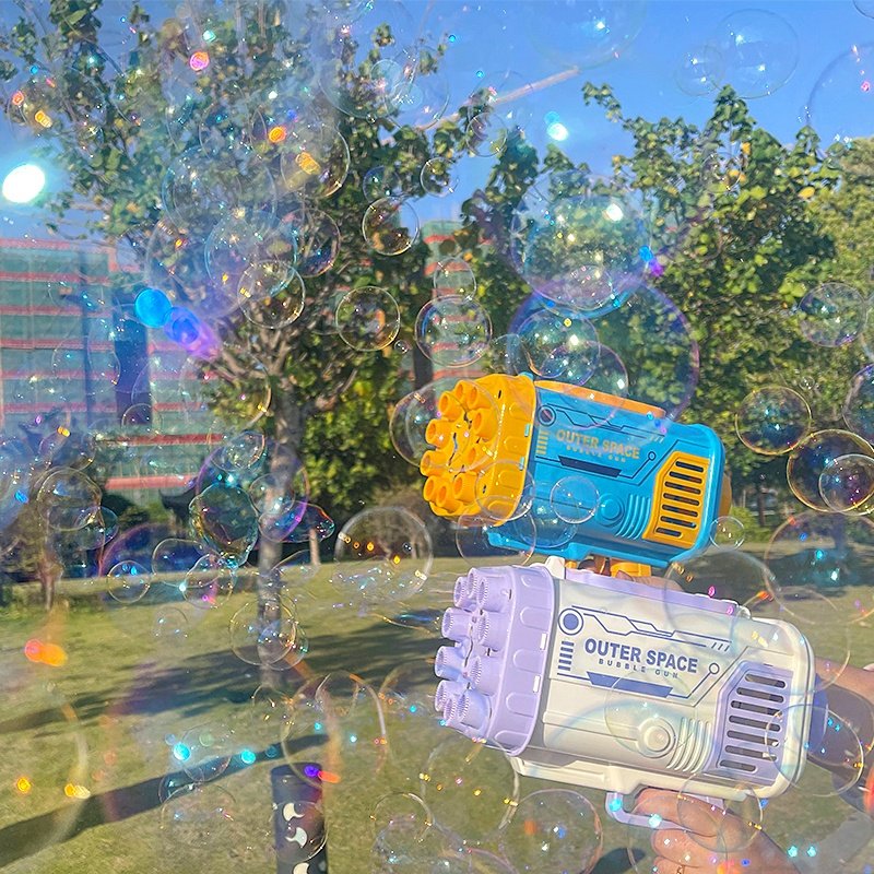 Bubble Gun Rocket 69 Holes Soap Bubbles Machine Gun Shape Automatic Blower With Light Toys For Kids Pomperos - Imagem 10