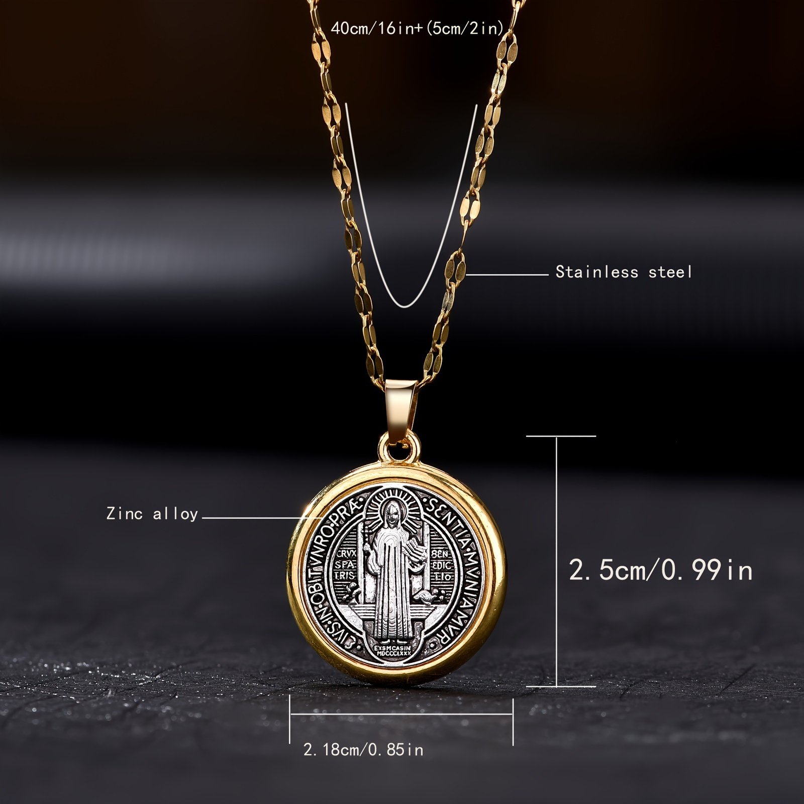 St. Benedict Cross Alloy Necklace Simple High-end Necklace Accessories - Imagem 2
