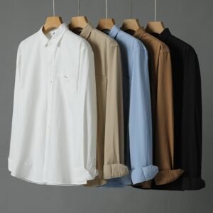Casual Solid Color Men's Purified Cotton Long Sleeve Shirt