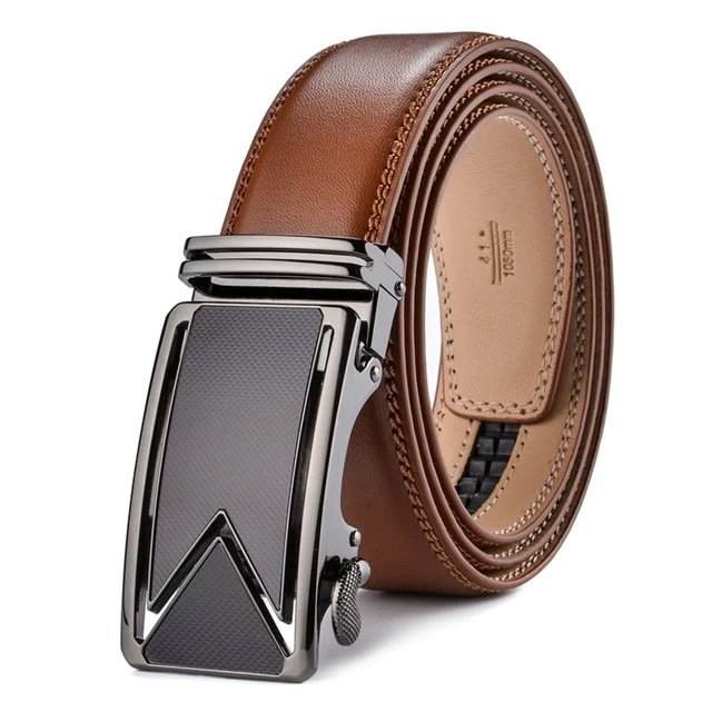 Genuine Leather Men's M Letter Comfort Click Belt Business New - Imagem 5