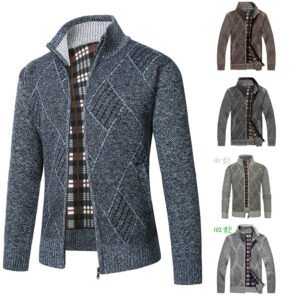 Fashion Men's Sweater Stand Collar Zipper Cardigan Outerwear