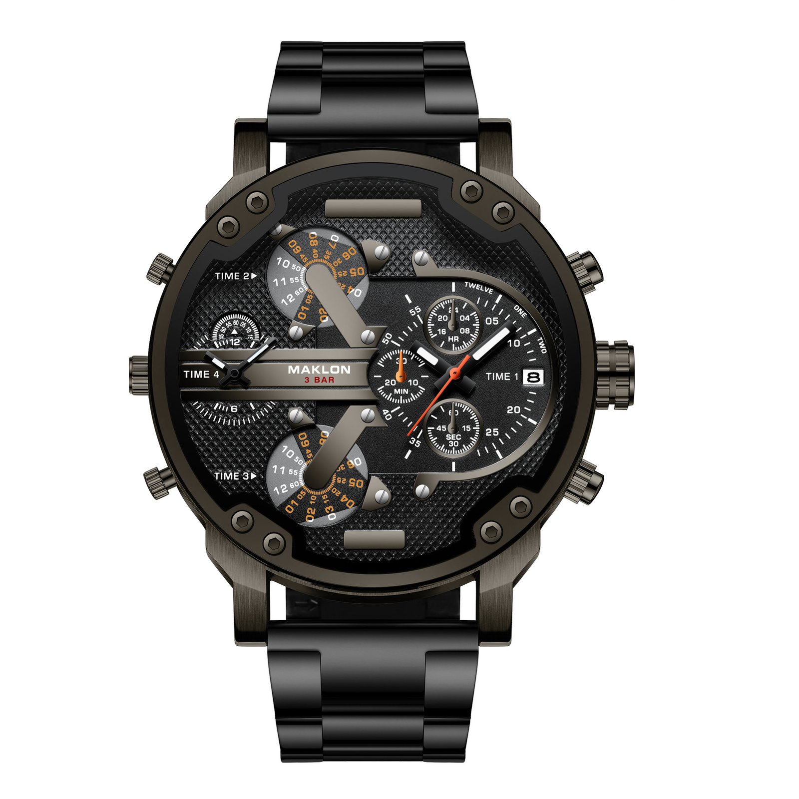 European And American Trendy Big Dial Two-place Personality Watch Men - Imagem 10