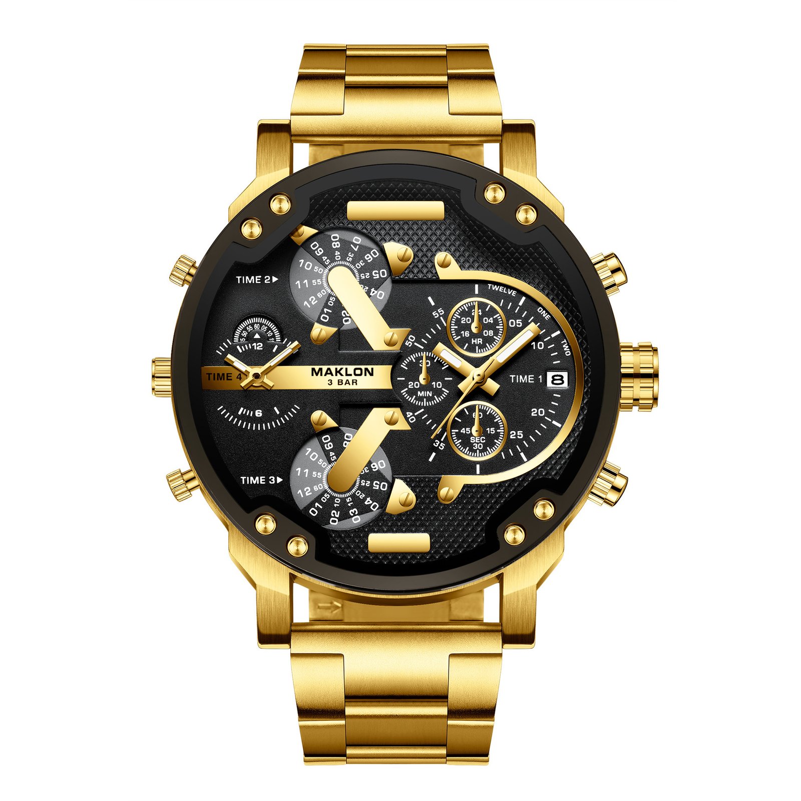 European And American Trendy Big Dial Two-place Personality Watch Men - Imagem 4