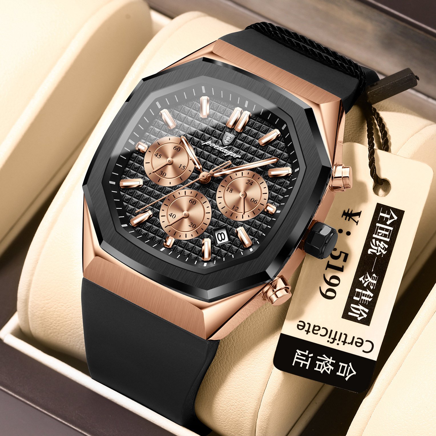 Multifunctional Six-pin Calendar Men's Watch Large Dial - Imagem 6